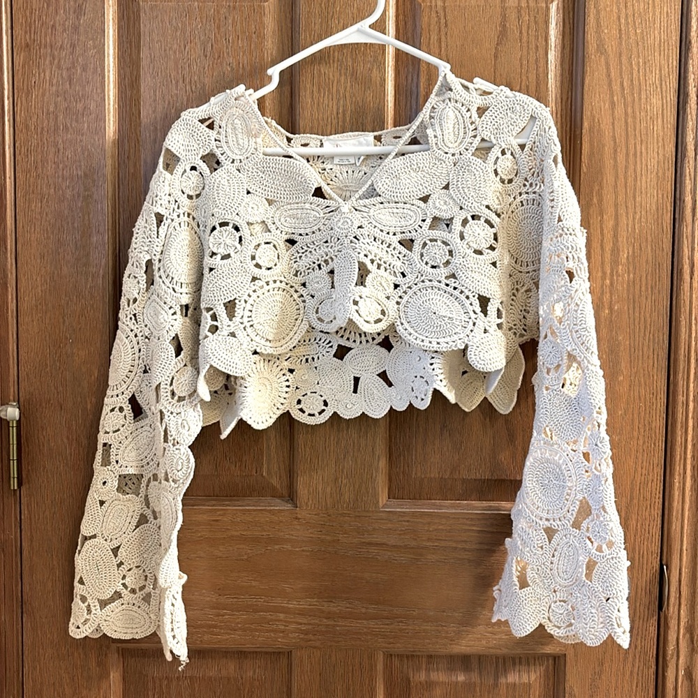 Anthropologie Crochet Shrug
